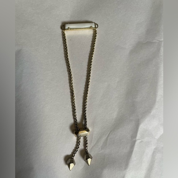 Kendra Scott Phillipa Chain Bracelet White ONYX Bar Gold Tone Slide Adjustable - Picture 8 of 11